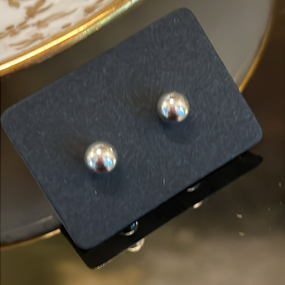Silver Ball Stud Earrings